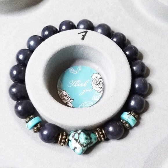 Turquoise Magnesite & Chunky Beads! Rustic SouthWestern Vibes Beaded Bracelet #2 - Picture 2 of 7